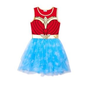 NWT Wonder Woman Girls Tulle Cosplay Tutu Dress